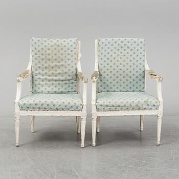 A pair of late 18th century Gustavian armchairs, Stockholm.