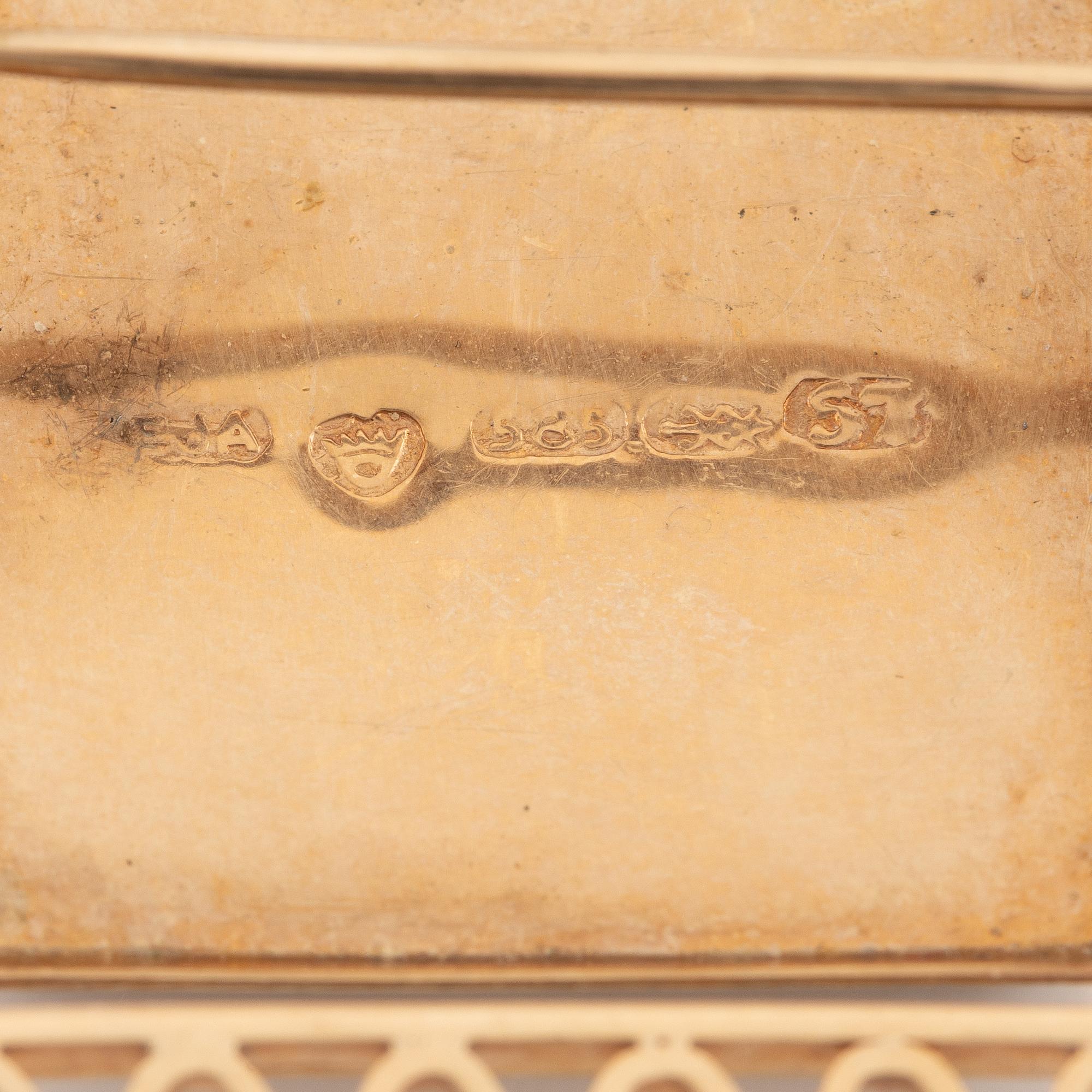 Brosch, 14K guld med spektrolit, Finland.