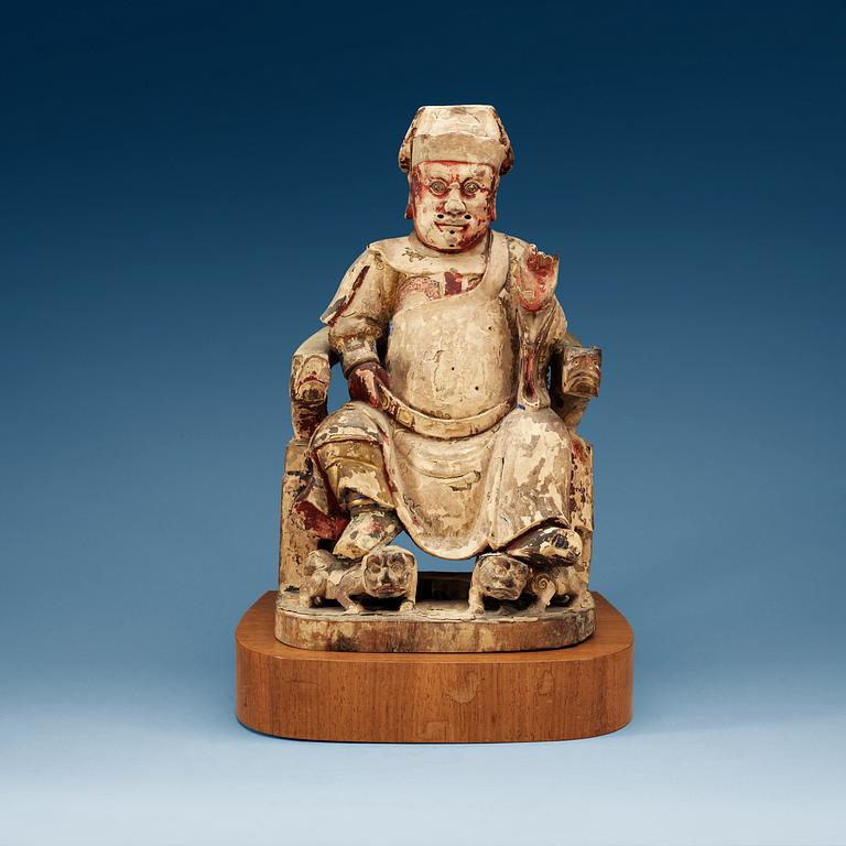 A wooden figure of a daoist dignitary, Ming dynasty.