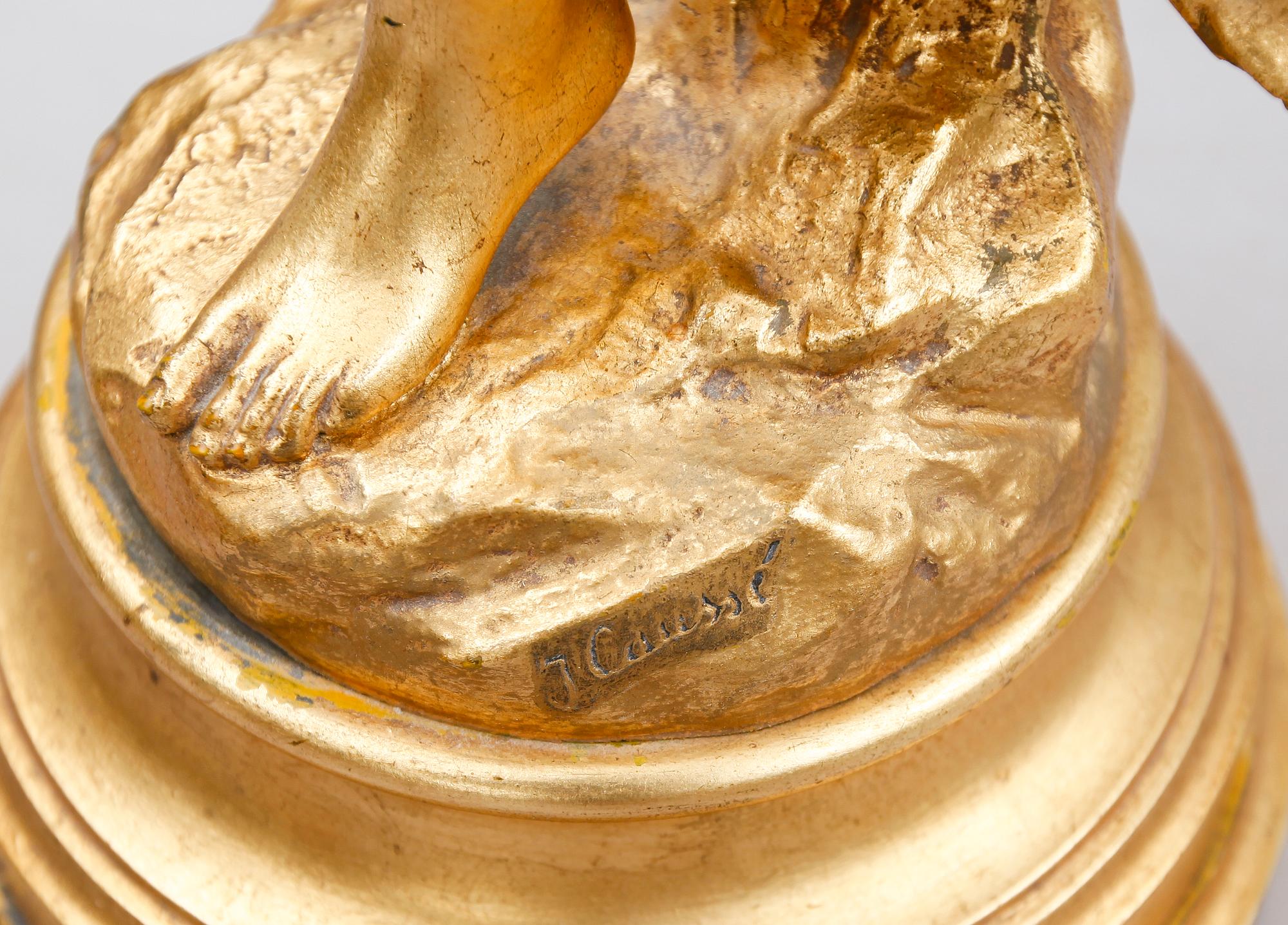 SKULPTUR, förgylld metall, efter J Caussé, Frankrike, 1800-talets andra hälft.