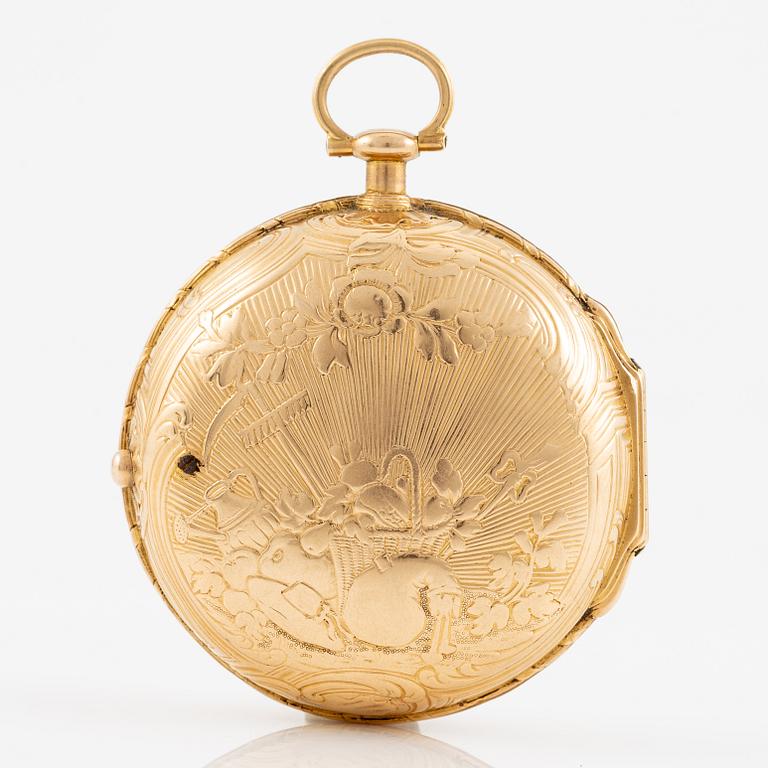 An 18k gold pocket watch by J. Ekeroth (watchmaker in Stockholm 1755-66).