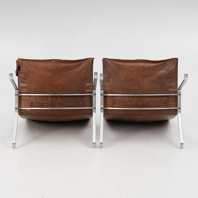 Poul Kjaerholm, a pair of brown leather "PK-22" chairs, edition E Kold Christensen.