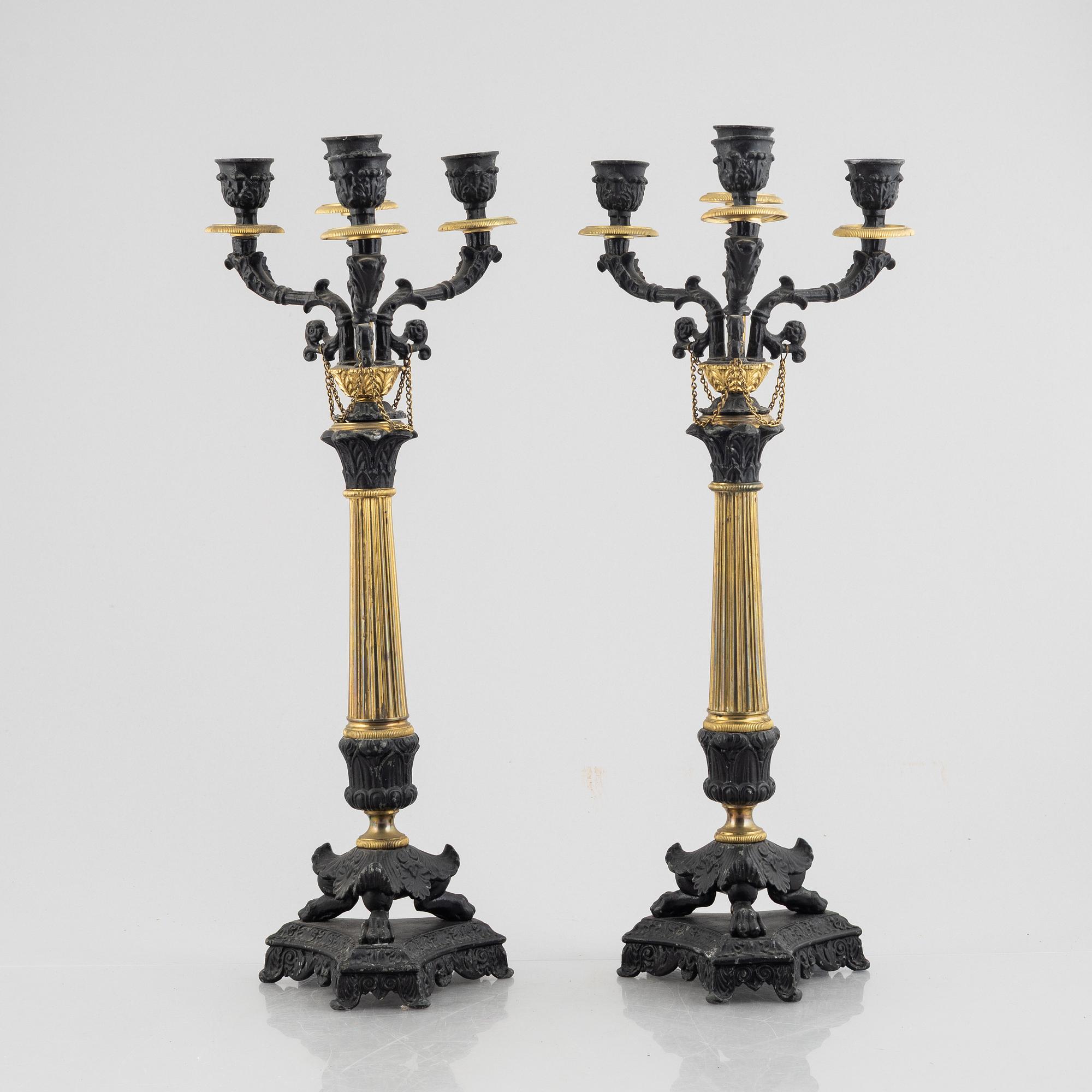 A pair of Empire style candelabras, possibly France, second half of the 19th century.