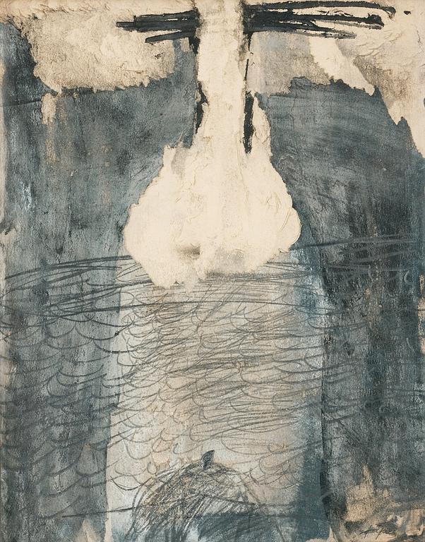 Antoni Tàpies, "Grafismes sobre papel color oliva amb esquincats".