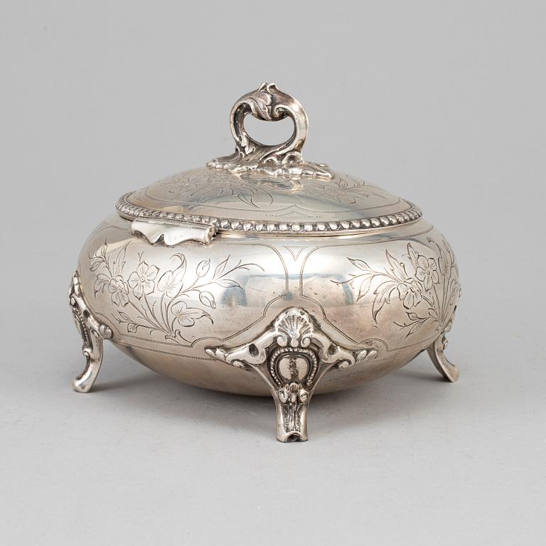 A Russian 19th century parcel-gilt silver sugar-casket.