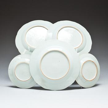 TALLRIKAR, 2+2+1,  porslin, Kina, 1800-tal.