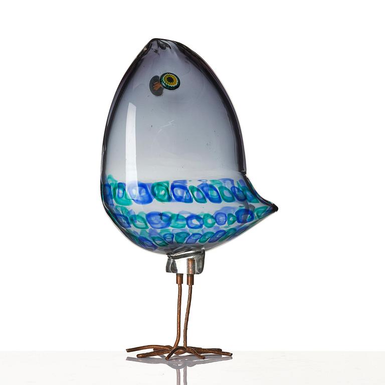 Alessandro Pianon, skulptur, "Pulcino", fågel, glas, Vetreria Vistosi, Italien, 1960-tal.