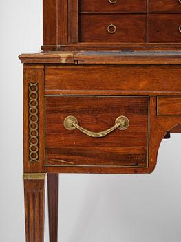 A late Gustavian mahogany and gilt brass-mounted desk, Stockholm, late 18th century.