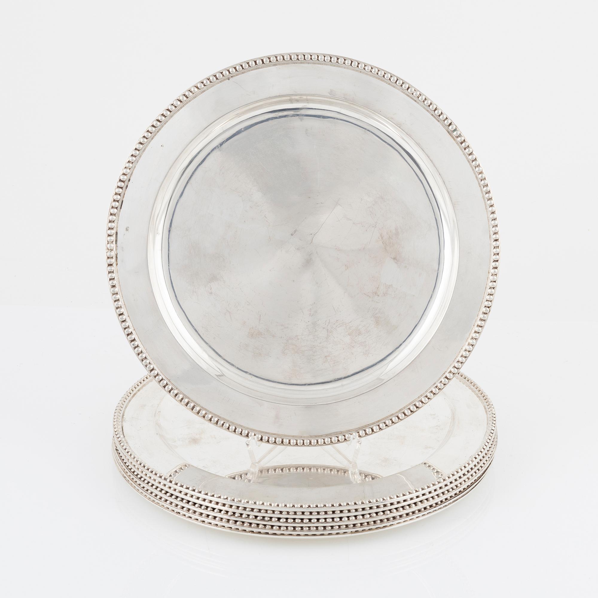 Envelope plates, sterling silver, Mexico, third quarter of the 20th century (6 pieces).