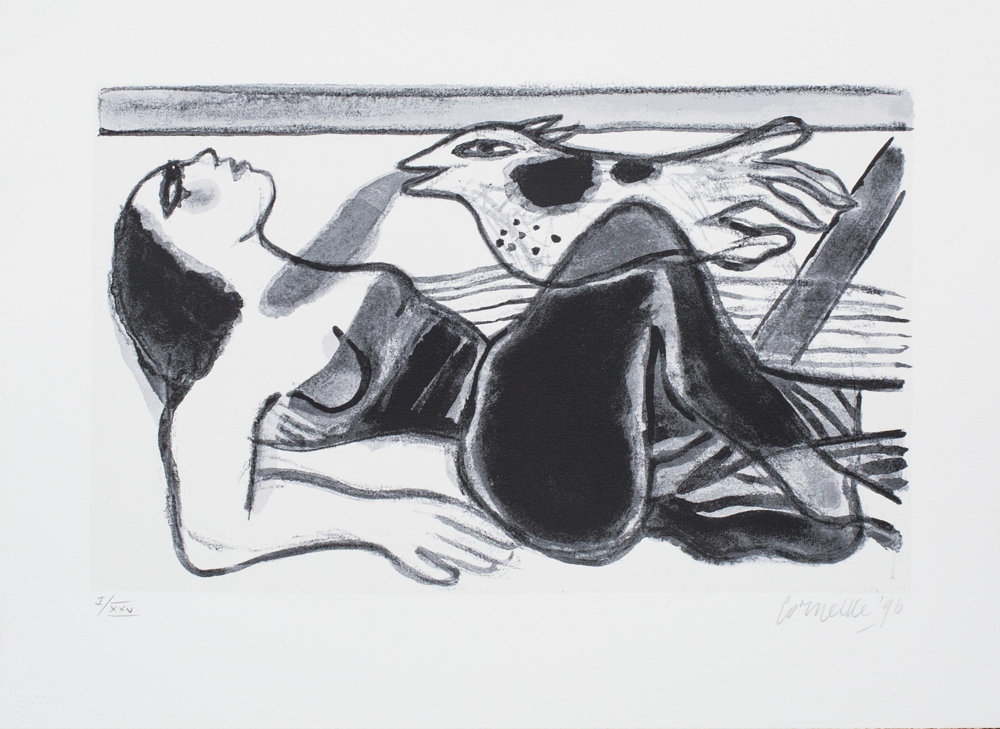 BEVERLOO CORNEILLE, 2 serigrafier varav en i färg, signerade, numrerade HC 16/25 och I/XXV och dat- 96.