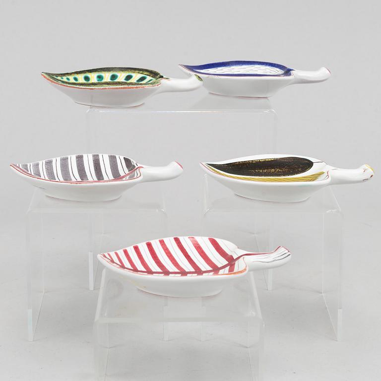 Stig Lindberg, five earthenware dishes, Gustavsberg studio.