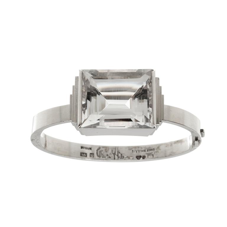 WIWEN NILSSON, armring, Lund 1942, sterling och bergkristall.