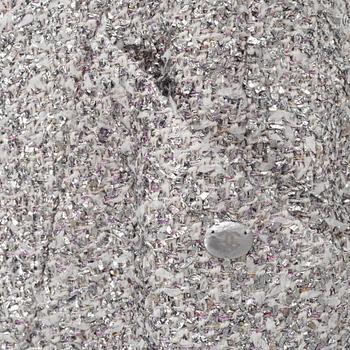 Chanel, a bouclé silver dress, size 34.