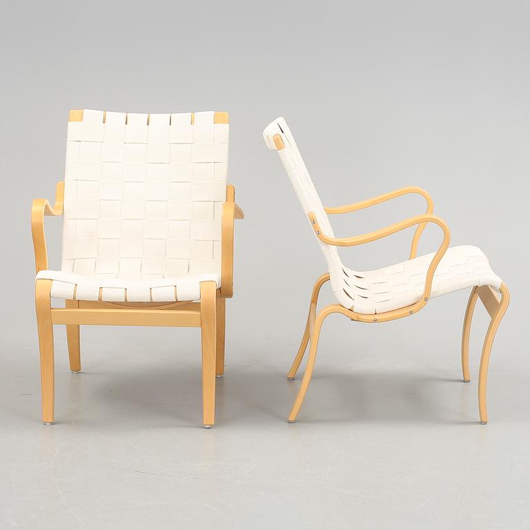 FÅTÖLJER, ett par, "Mina" Bruno Mathsson, 1900/2000-tal.