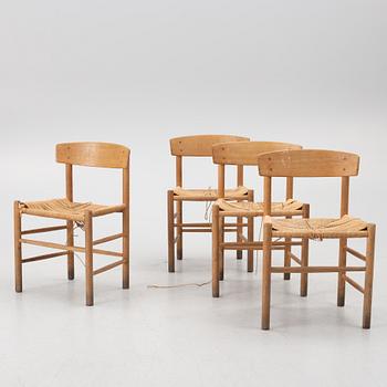 Børge Mogensen, 4 chairs, model J39. Fredericia Furniture Factory, Denmark.