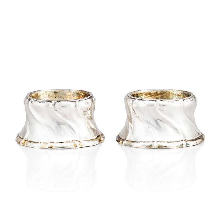 A pair of Swedish 18th century parcel-gilt silver salt cellars, mark of Andreas Öhrman, Stockholm 1756.