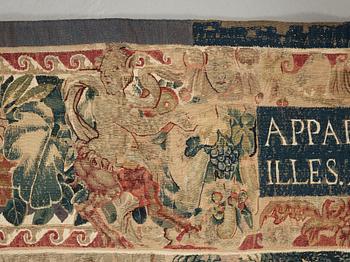 A TAPESTRY, tapestry weave, 350,5 x 372,5 cm, signed Brussels-Brabant, Flanders, mid-16th Century.