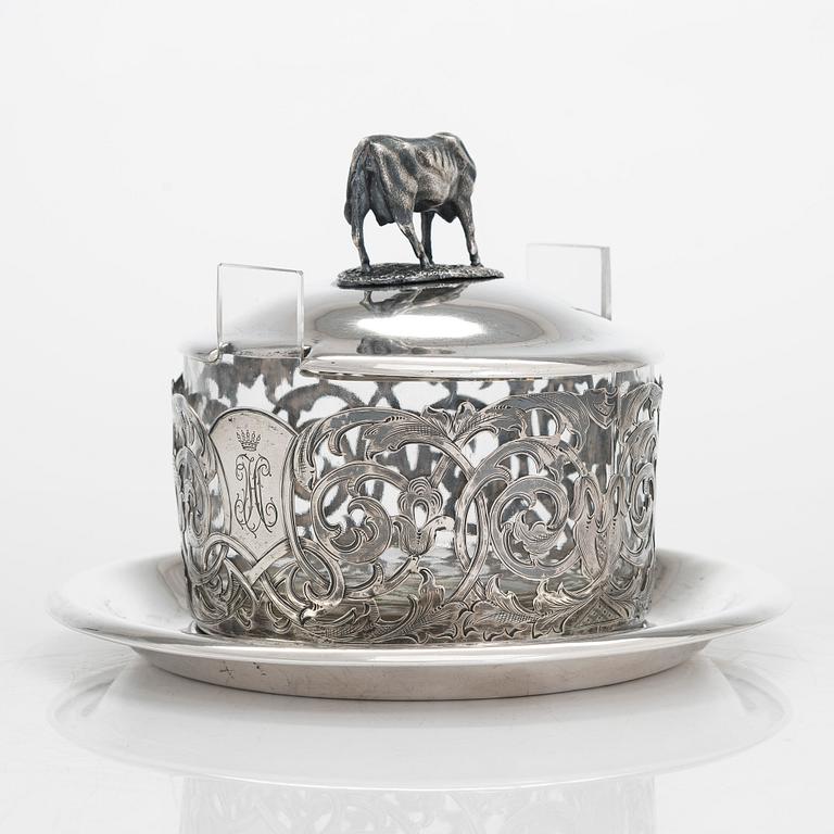 Alexander Kordes, smörbytta, silver, S:t Petersburg, Ryssland 1867.