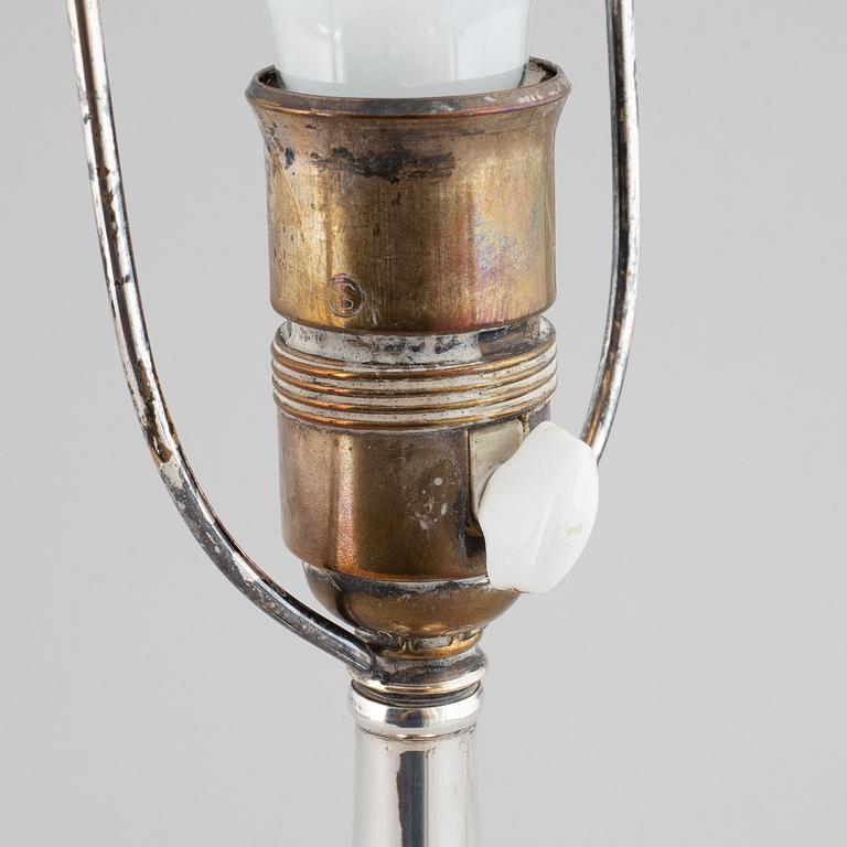 A silver table lamp, maker's mark CG Hallberg, Stockholm, 1930.