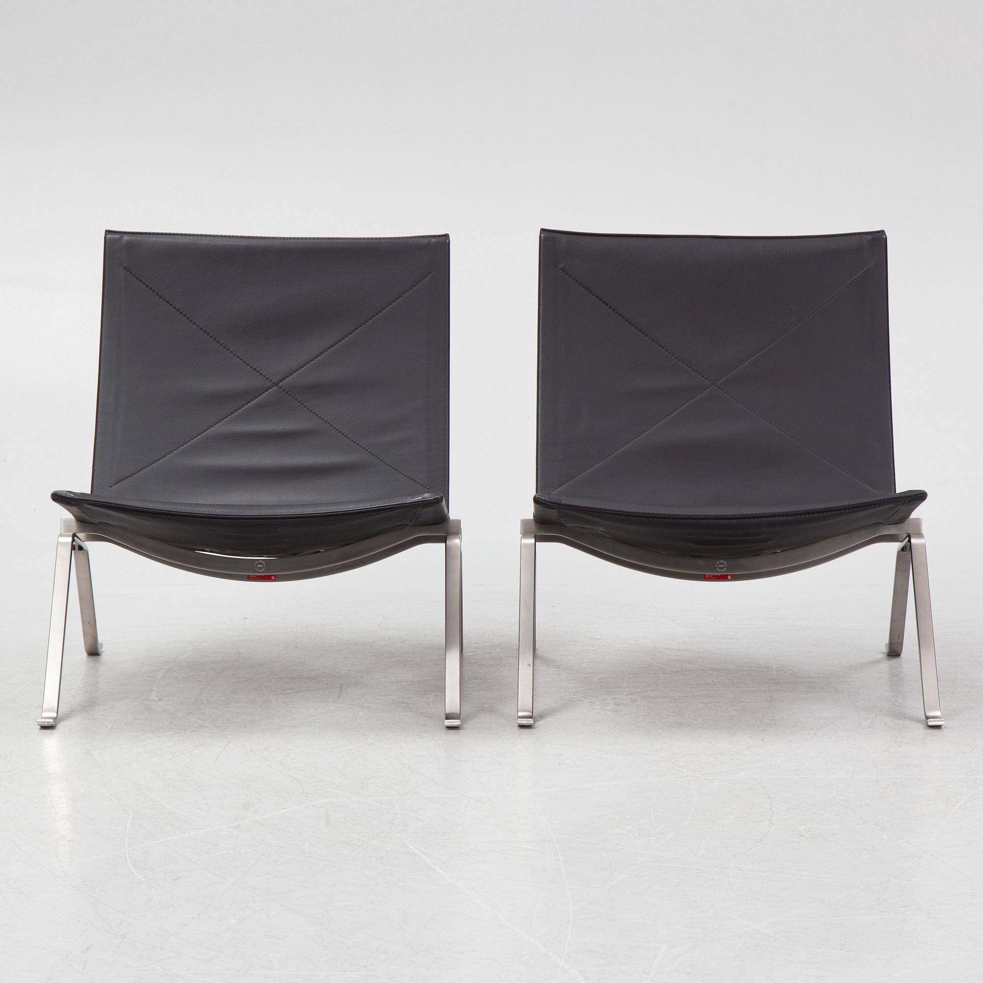 Poul Kjaerholm, fåtöljer, ett par, "PK22", Fritz Hansen, Danmark.