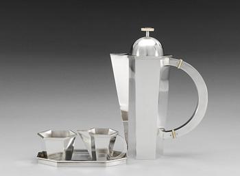 WIWEN NILSSON, kaffeservis med bricka, 4 delar, Lund 1968-71, sterling.
