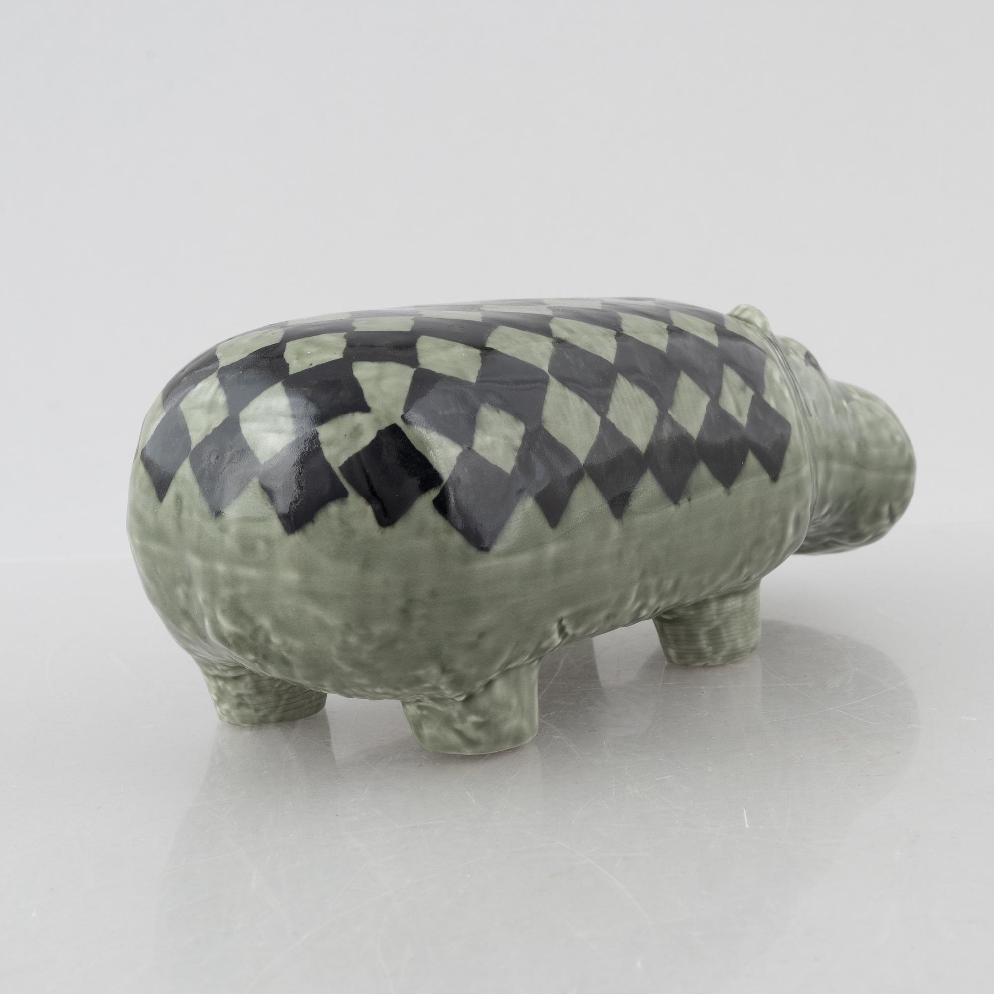 Lisa Larson, figurin, stengods, "Flodhäst" ur serien "Stora zoo", Gustavsberg.