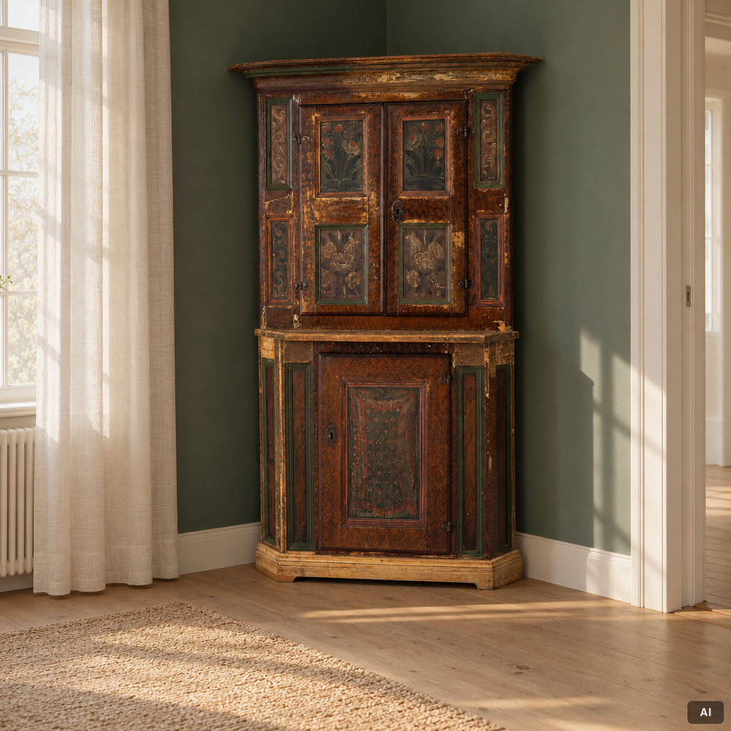 A corner cupboard, dated 1779.