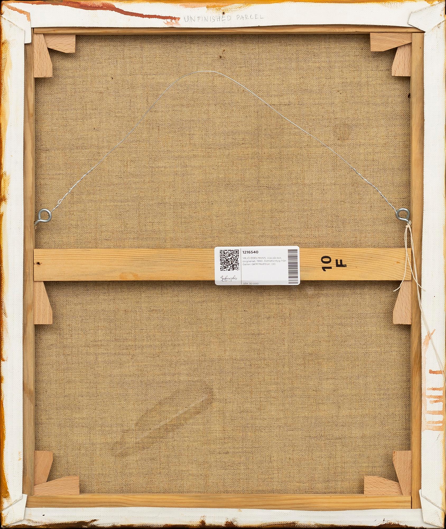 YRJÖ EDELMANN, olja på duk,  osignerad, 1980. Äkthetsintyg från Galleri GKM Medföljer.