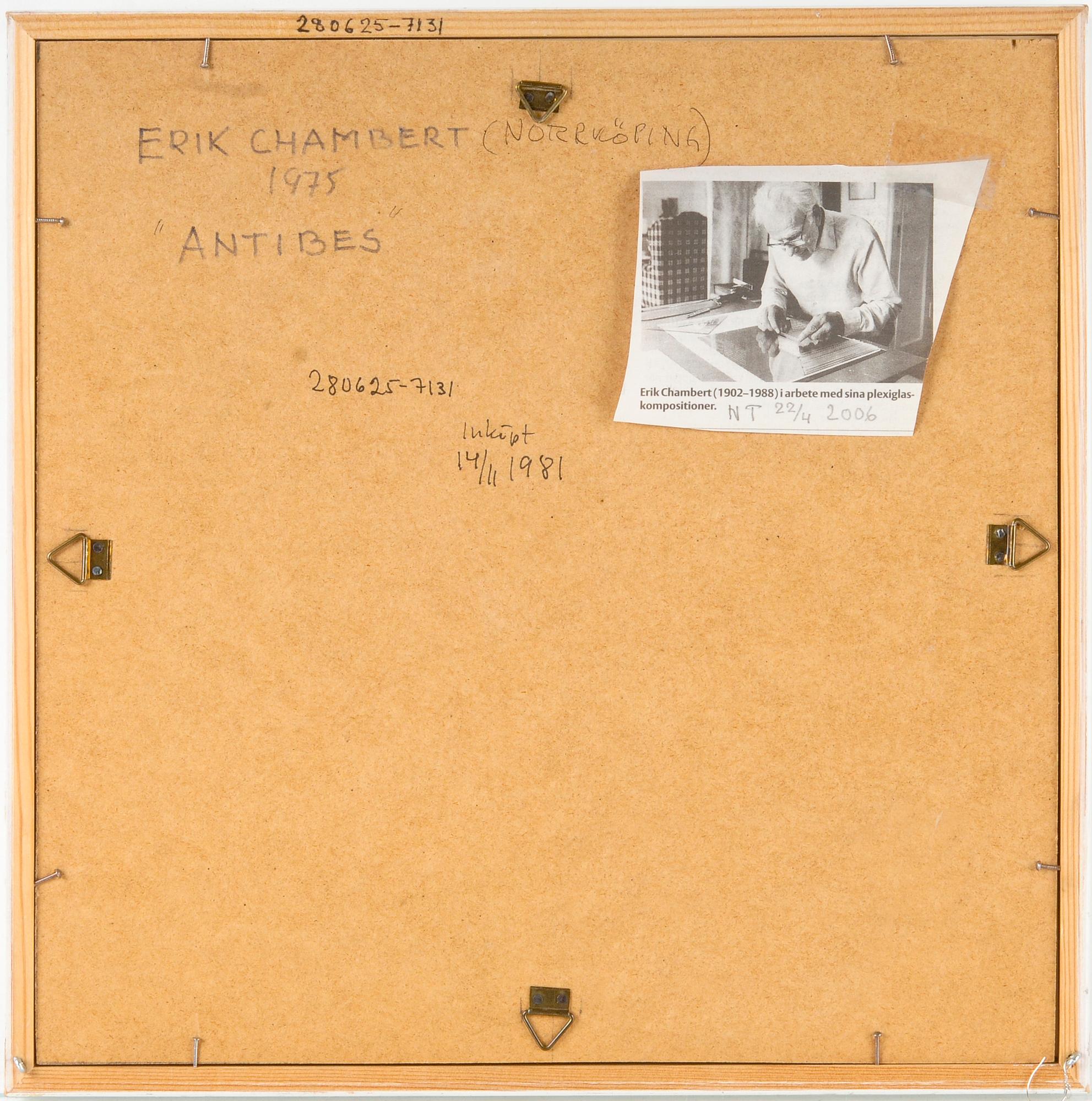 ERIK CHAMBERT, plexiglas, monogramsign.