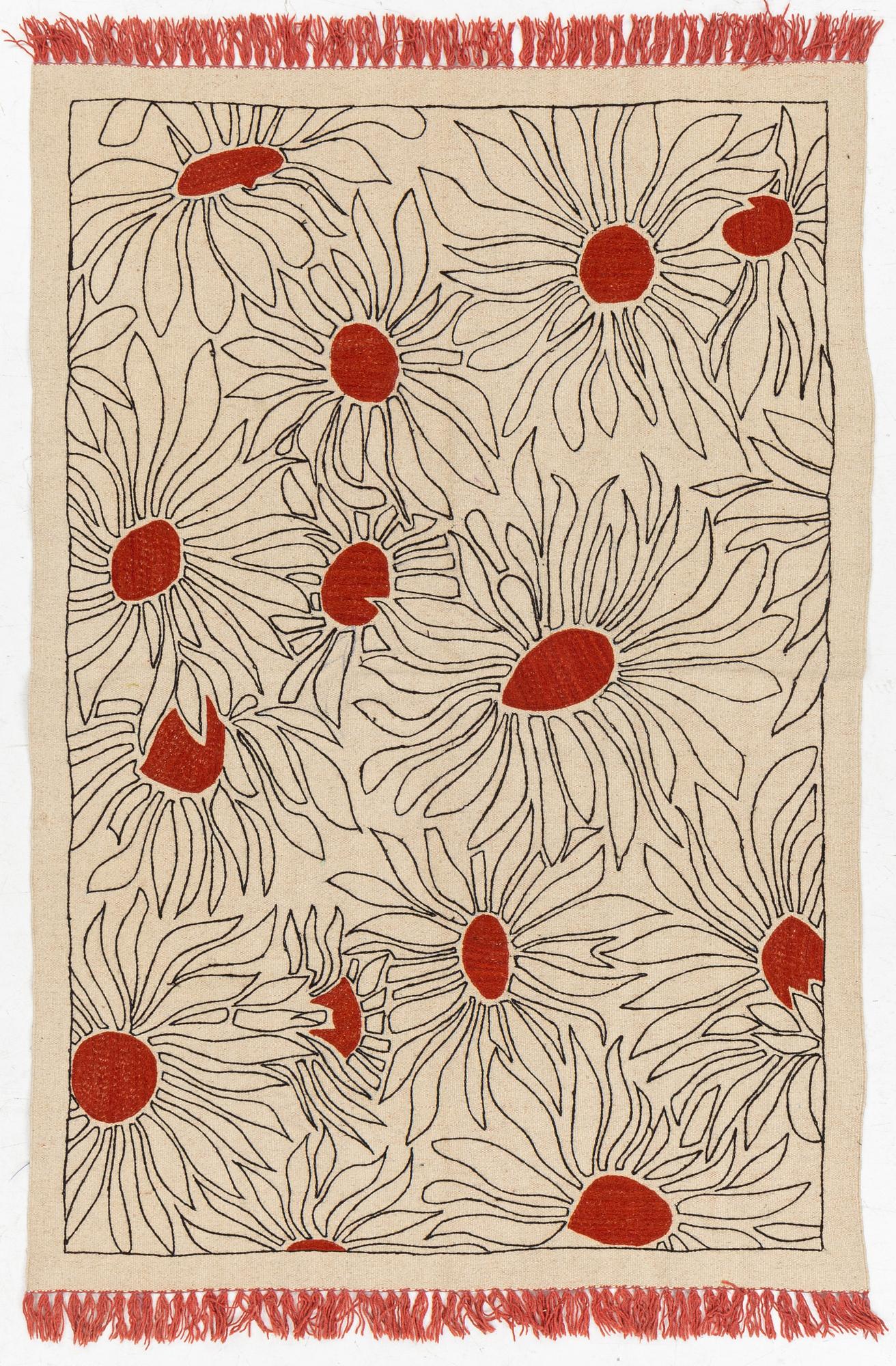 Matta, handbroderad Kelim, ca 183 x 124 cm.