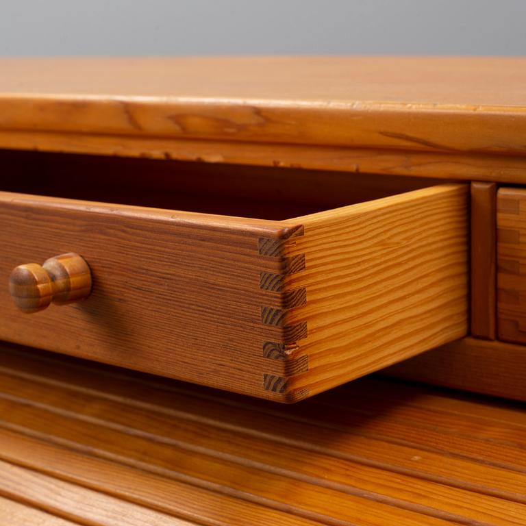 A pine roll top secretary desk by Andreas Hansen, Hadstens, end of the 20th Century.