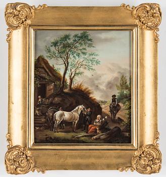 An oil on a steel board in the art of Philips Wouwerman, 19th century.