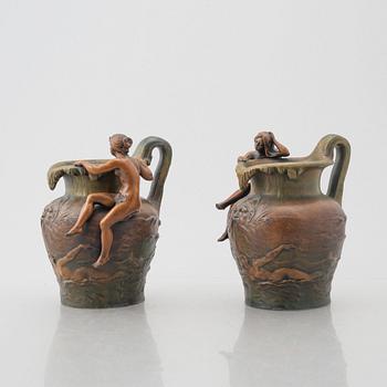 Charles Perron (1862-1934), vaser, ett par snarlika, Art Nouveau, 1900-talets början.