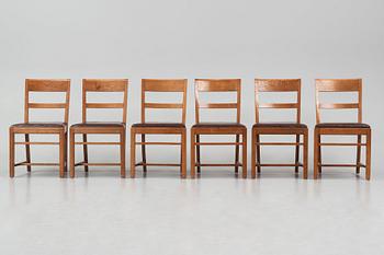 Oscar Nilsson, attributed to, a set of eight chairs (6+2), likely executed at Isidor Hörlin AB, Stockholm in the 1930s-40s.