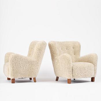 Danish Modern, fåtöljer, ett par, utförda av snickarmästare Peder Pedersen, Danmark, 1940-tal.