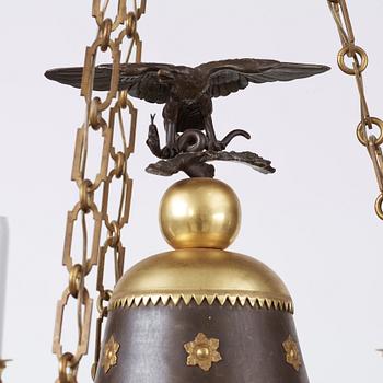 An Empire-style second half 19th century six-light hanging lamp.