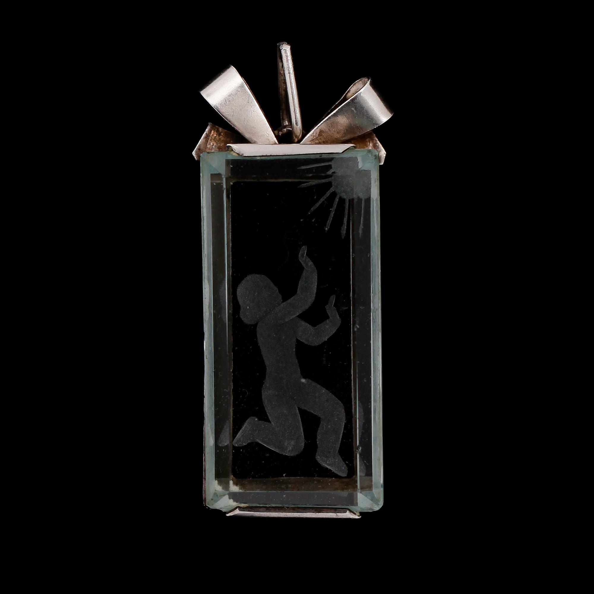 HÄNGE, silver. bergskritall, svenska stämplar, Tyringe 1949.