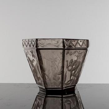 SIMON GATE, skål, "Paradis", Orrefors, 1929.