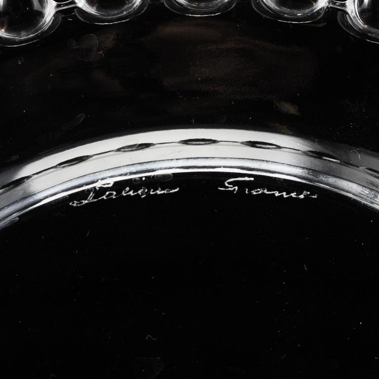 A set of twelve glass small plates by Lalique, France.