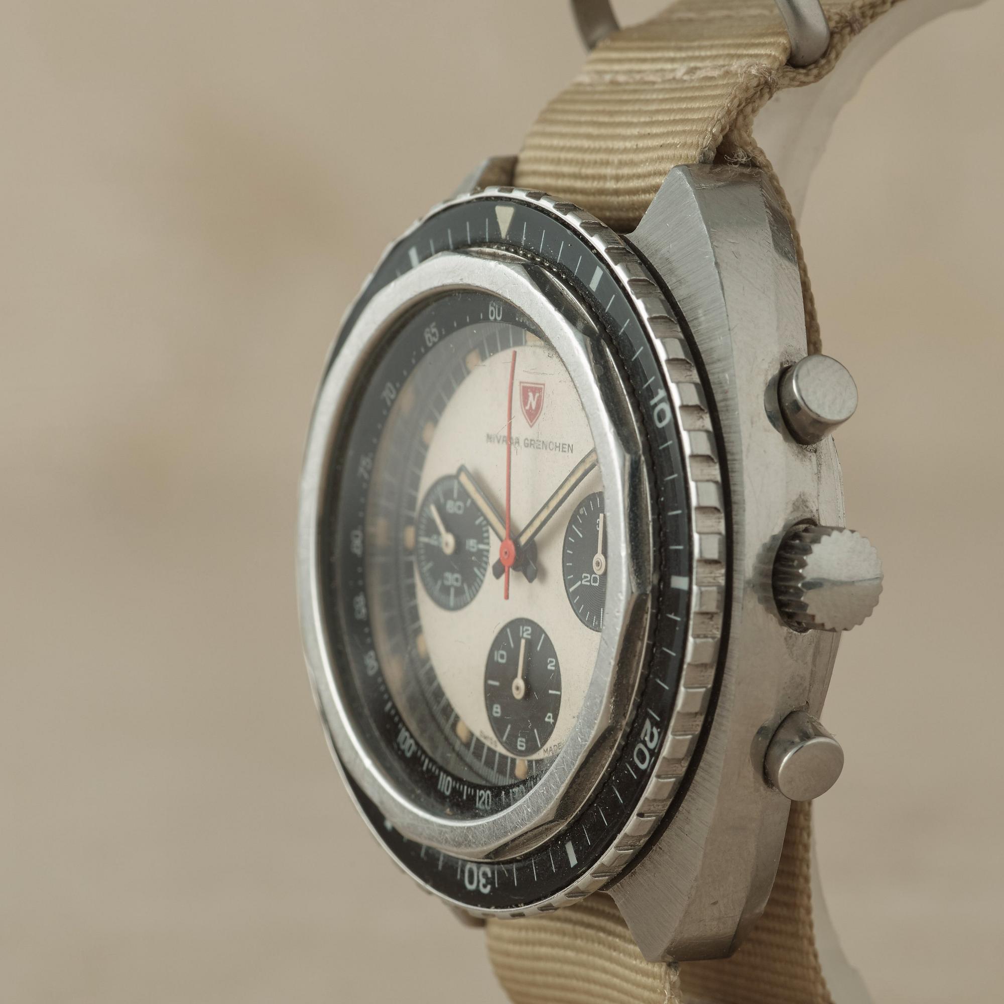 NIVADA GRENCHEN, Chronoking, "Tachymetre", kronograf, armbandsur, 43 mm,