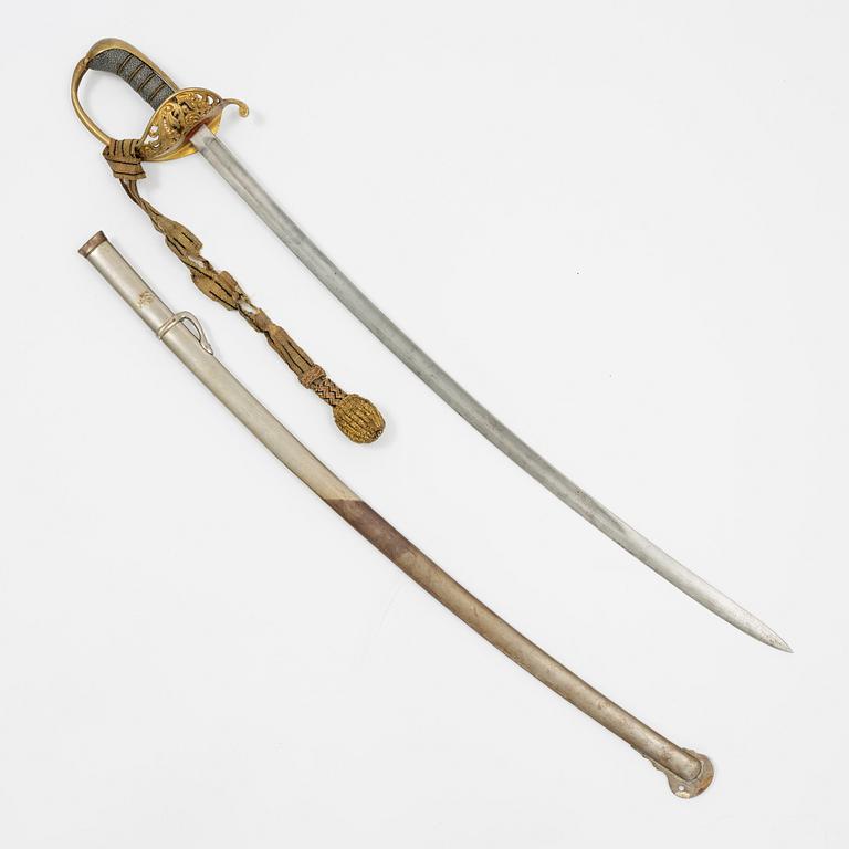 Sabel, svensk, för officer, med balja, 1800-talets andra hälft.