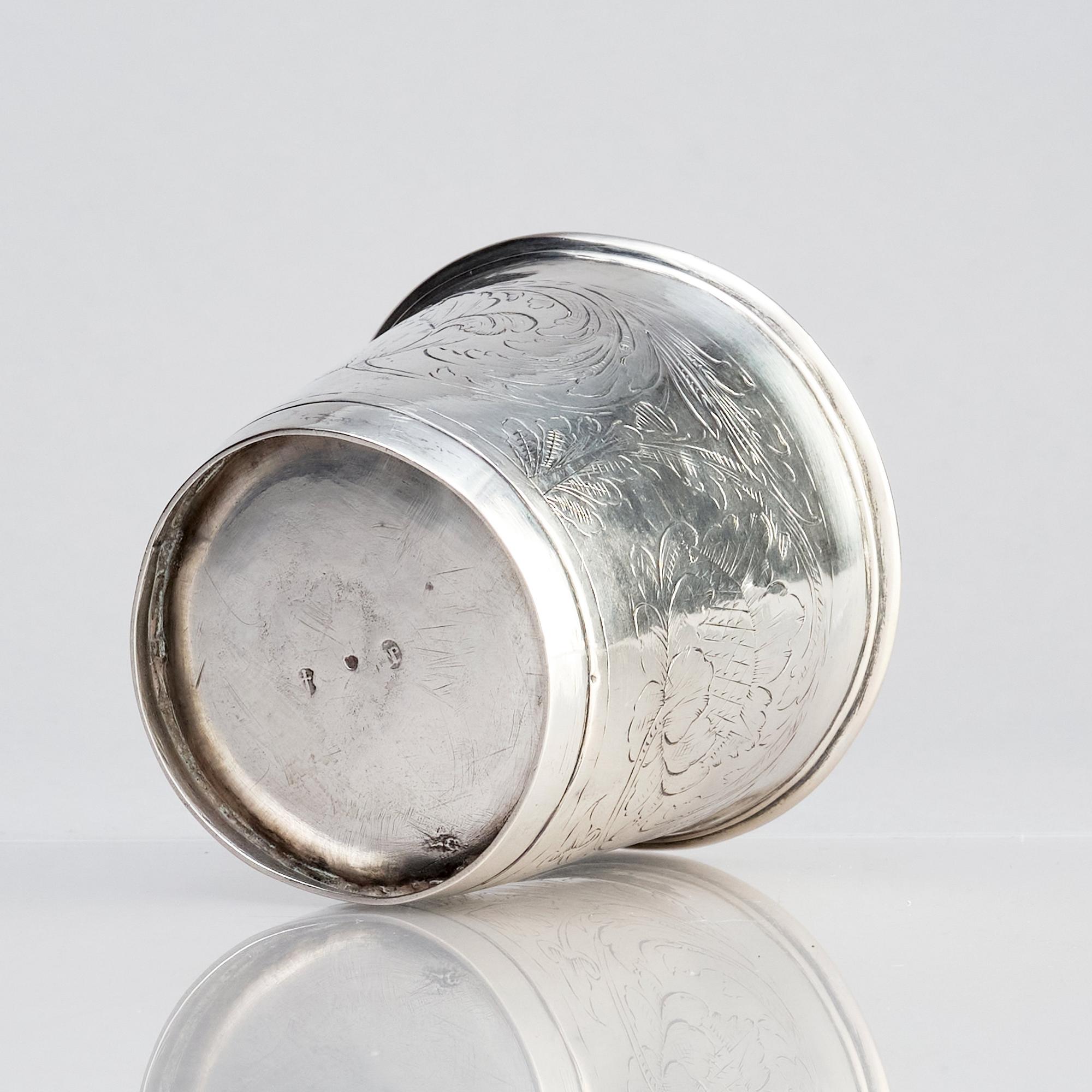 A German silver beaker, unclear makers mark, possibly Konstanz 17th century.