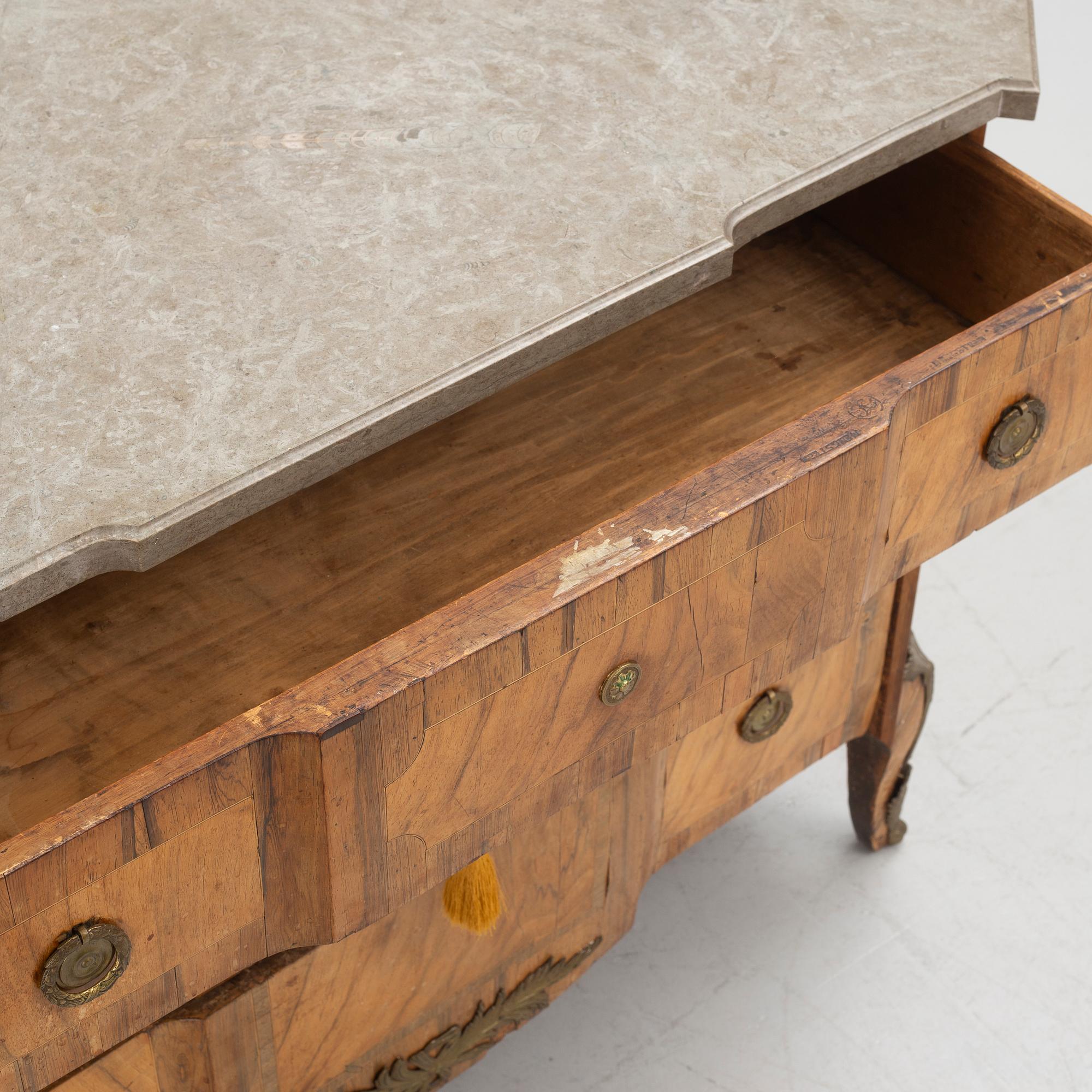 A Gustavian parquetry commode by M. Engström (master in Stockholm 1758-97).