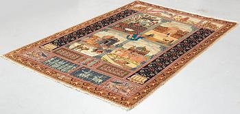 Matto, semi-antique Tabriz, "The four seasons", ca 261 x 175 cm.