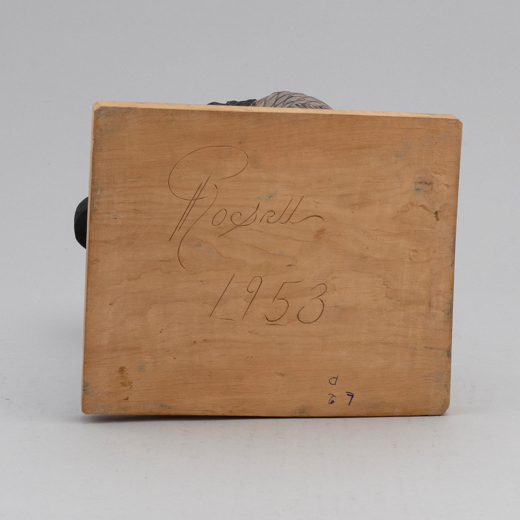 HERMAN ROSELL, sculpture, wood, signed and dated 1953.