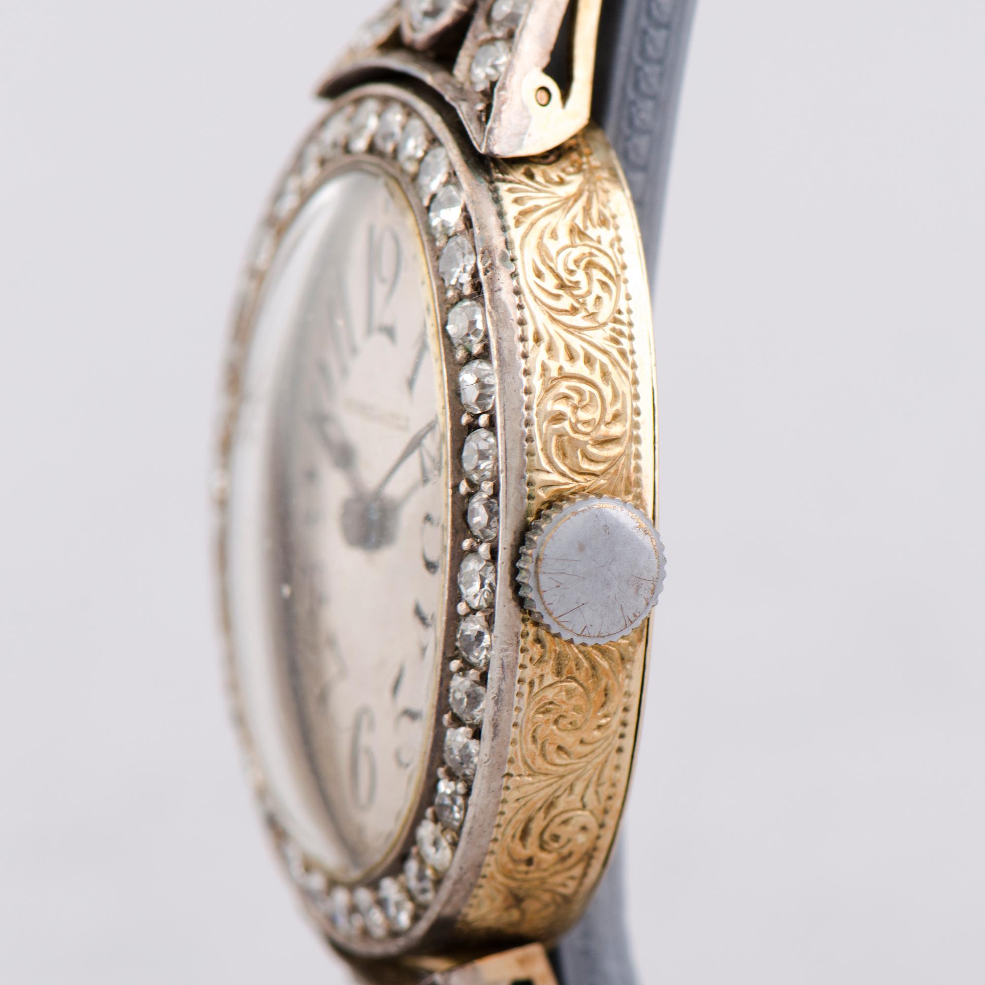 A WRIST WATCH, Borel & fils, old cut diamonds, 14k (56) gold. Bragin Andrey (AБ), St Petersburg, early 20th century.