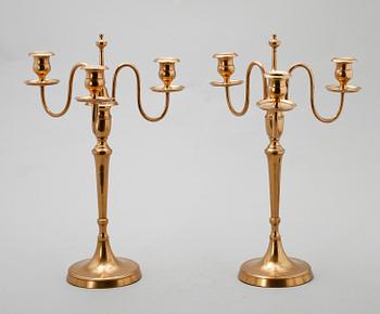 KANDELABRAR, 1 par, mässing, Torshammars Bruk, tidigt 1900-tal.