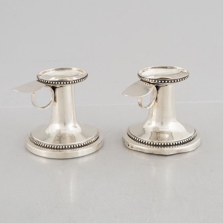 Gustaf Hamnqvist, ljusstakar, silver, Åmål 1794. Sengustavianska.