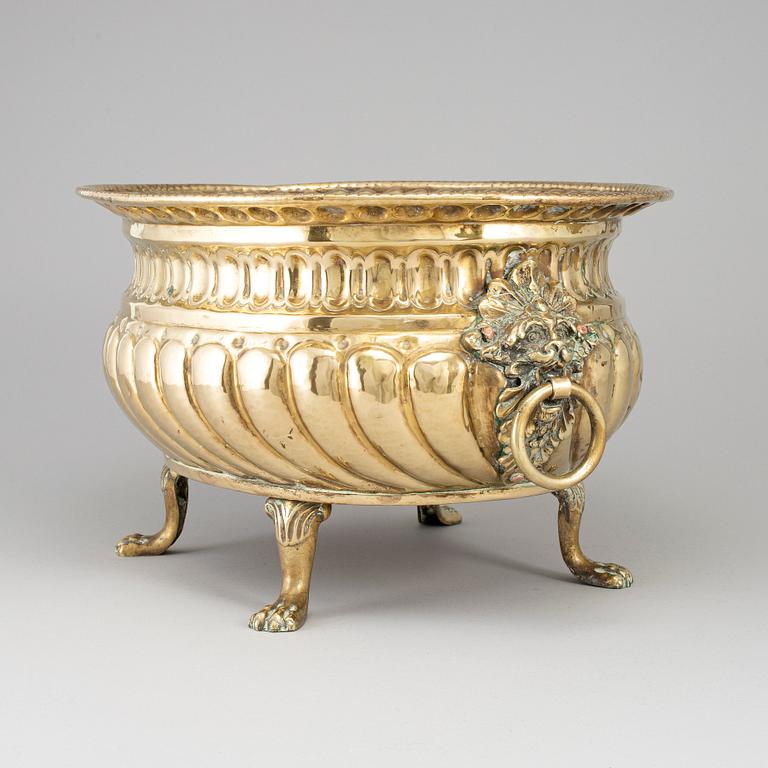 A 19th century brass jardiniere.