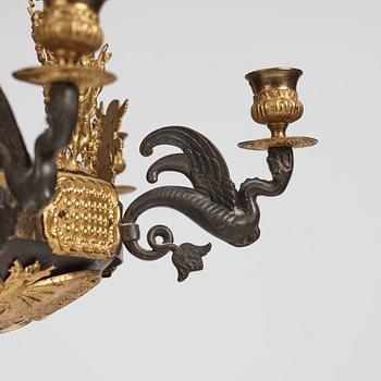 A Swedish late Empire mid 19th century six-light hanging-lamp.